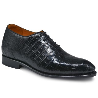 Alligator Chaussure a Talon Pour Homme - Chaussures Oxford En Alligator De Luxe Fabriquées à La Main 7CM