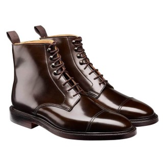 bottes rehaussées homme - bottes derby en cuir de veau marron foncé 7CM