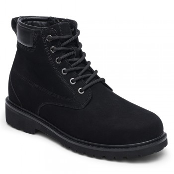 chaussure talon homme -chaussure rehaussante homme - bottes noires avec fermetures éclair 7 CM Plus Grand