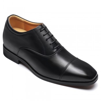 chaussures habillées talon homme - chaussures oxford pour hommes en cuir noir 6cm