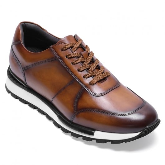 Chaussures décontractées polies à la main Cognac - 6CM