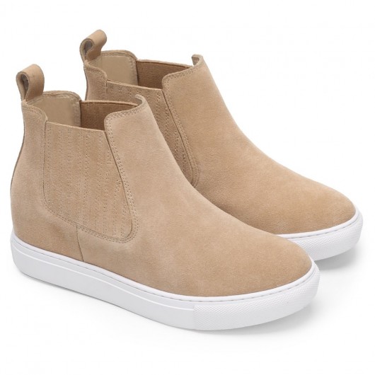 women's hidden wedge sneakers boots & custom shoes beige 7CM / 2.76 Inches