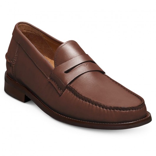 Scarpe uomo per aumentare l'altezza | Penny loafer in pelle testa di moro 5 CM