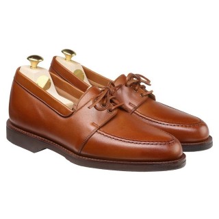 scarpe uomo rialzate - Mocassini da uomo con rialzo in pelle di vitello marrone chiaro 6CM