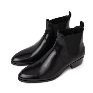Vegan Chelsea Boots - Black Vegan Mens Elevator Boots 7CM / 2.76 Inches