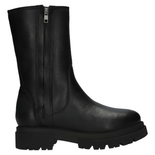 Stivali che aumentano l’altezza da donna | Stivali con cerniera in pelle nera 7 CM