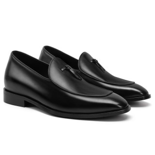 Scarpe Da Uomo Con Tacco - Mocassini Slip-On In Pelle Di Vitello Nera 6 CM