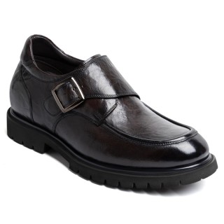scarpe rialzate uomo - Scarpe casual da lavoro in Pelle color Caffè 8CM
