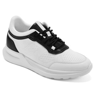 Scarpe Da Ginnastica Con Rialzo - Sneakers Con Rialzo Interno - Sneakers in maglia bianca 7cm