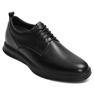 Scarpe Con Rialzo Uomo - Scarpe Derby Business Casual In Pelle Nera 7 CM