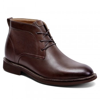 Stivali Con Rialzo Uomo - Stivali Eleganti Rialzati In Pelle Marrone 7CM