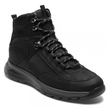 scarpe con rialzo interno uomo - scarpe uomo suola rialzata - scarponcini da passeggio alti da esterno neri 8 CM