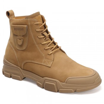 CHAMARIPA scarpe con rialzo interno stivaletti con tacco interno stivali casual marroni 7CM