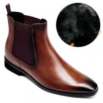 CHAMARIPA scarpe con rialzo uomo stivali chelsea marroni scarpe con tacco interno 7CM