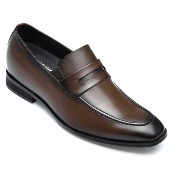 CHAMARIPA Scarpe con Rialzo interno uomo - Mocassini con rialzo interno - Mocassini Rialzati Cachi 7 CM