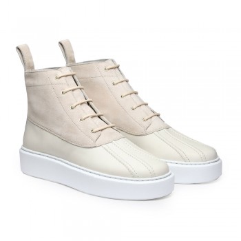 CHAMARIPA scarpe da ginnastica con zeppa donna - sneakers con zeppa alte - scarpe rialzo donna in camoscio beige 7 CM