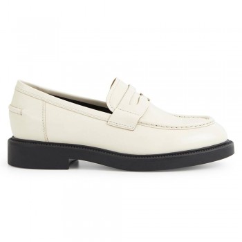scarpe rialzate donna - scarpe donna con rialzo - mocassino in pelle beige chiaro 6 CM