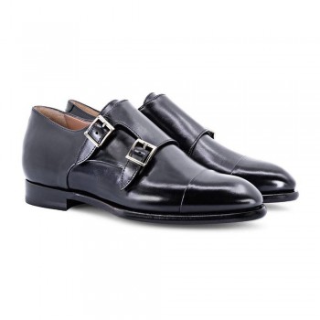scarpe con rialzo donna - scarpe donna con rialzo - Scarpa doppia fibbia in pelle anticata a mano 5 CM