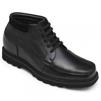CHAMARIPA scarpe con rialzo da uomo stivaletti tacco interno stivali da lavoro in pelle nero 9 CM