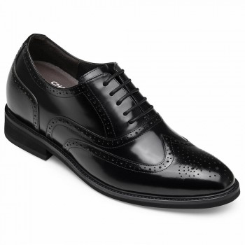 CHAMARIPA scarpe con rialzo - scarpe uomo rialzo interno - scarpe per alzare statura 8CM brogue nero