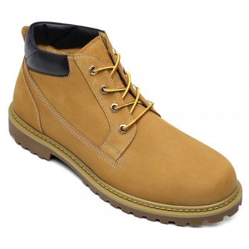 scarpe rialzate uomo - stivali con rialzo interno - stivali da trekking in pelle marrone 6cm