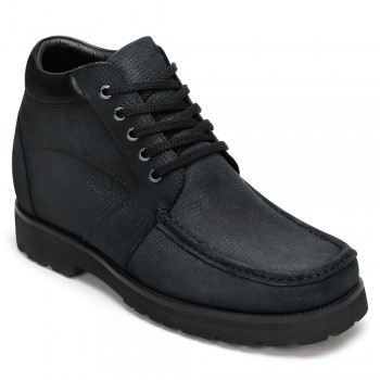stivali con rialzo uomo - stivali da uomo in pelle nabuk nera 10cm