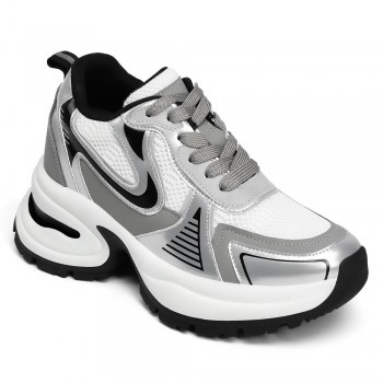 scarpe con rialzo donna - sneakers chunky argento da donna 10cm