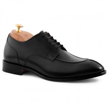 scarpe da uomo con rialzo | Scarpe Derby in pelle nera 6 CM