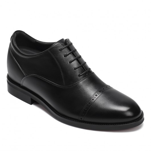 CMR CHAMARIPA Scarpe Rialzate Uomo - Scarpe Oxford In Pelle Di Vitello Nera 8CM