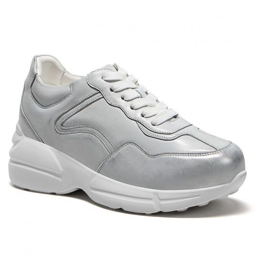 Chaussures Décontractées En Argenté Cuir 7CM