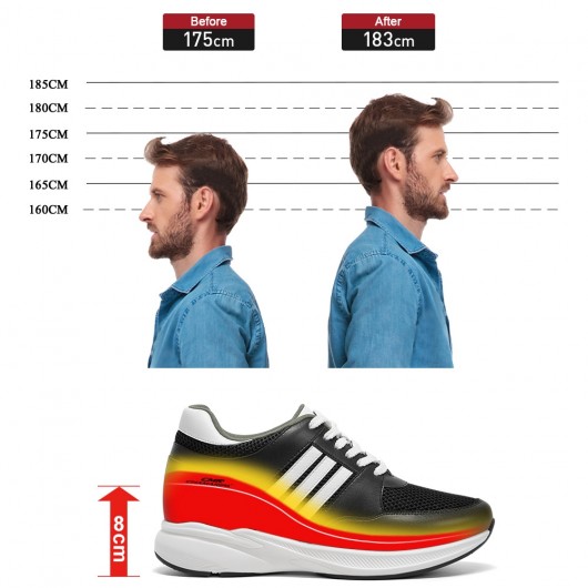 Homens sapatos de elevador Microfibra de moda crescente tênis Homens mais altos sapatos 8 CM
