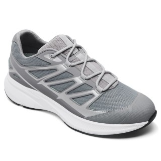 Salto Alto Para Homens | Tênis Esportivo Leve Em Malha Cinza 7CM