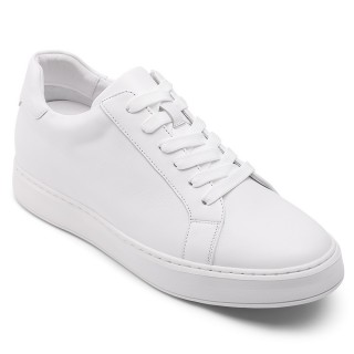 sapato masculino com salto interno - sapatos masculinos de couro de couro branco que o tornam mais alto 7 CM
