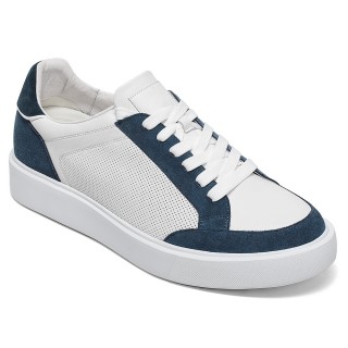 Sapato Masculino Salto Alto | Sapatos Casuais De Salto Alto De Couro Branco 7CM