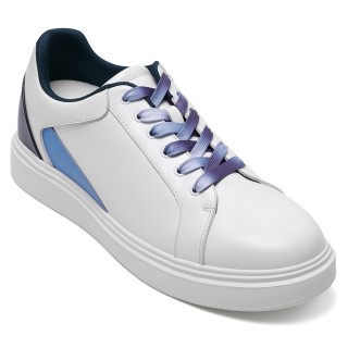 Tenis Com Salto Embutido | Tênis brancos em couro macio 7 CM