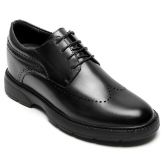 Height Increasing Dress Shoes for Men - Black & Grey Leather Men Taller Shoes 7CM / 2.76 Inches