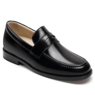 Salto Alto Masculino - Sapato Social Masculino Com Salto - mocassim preto shell cordovan penny 6 CM