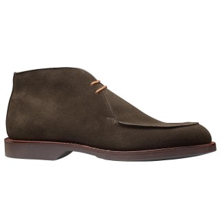 bota masculina com salto alto - Botas Chukka para homem feitas à mão em camurça mineral castanha 7CM
