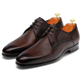 sapato social masculino com salto - salto interno masculino - tênis derby de couro marrom - 7CM mais alto