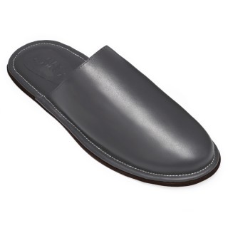 Chinelo de couro Nappa interior chinelo masculino luxuoso chinelos premium mula de viagem cinza