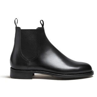 Salto Alto Para Homens - Botas Chelsea De Couro Preto Artesanais 7CM