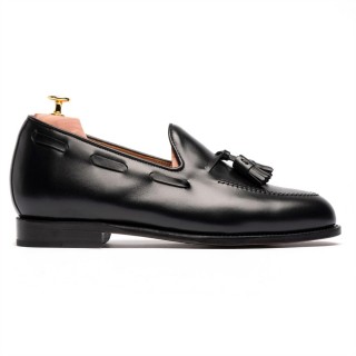 Loafers com Aumento de Altura para Homem | Loafer com Borlas em Couro Preto 5CM