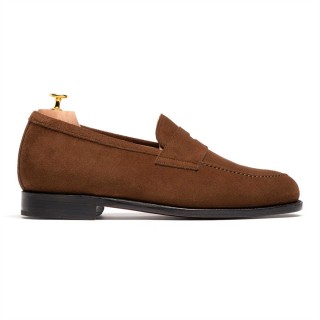 Sapato Masculino Com Salto | Penny Loafer De Camurça Marrom Claro 5CM
