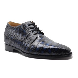 Men's Height Increasing Shoes | Handcrafted Blue Alligator Derby Shoes 7 CM / 2.76 Inches