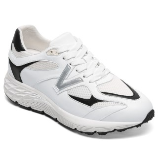 Zapatos Con Tacon Para Hombre - Zapatillas Casuales De Malla Blancas 8CM