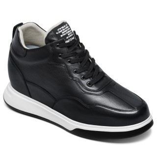 sapato social masculino salto alto - sapato masculino de salto - sapatos casuais de couro preto -11CM mais alto
