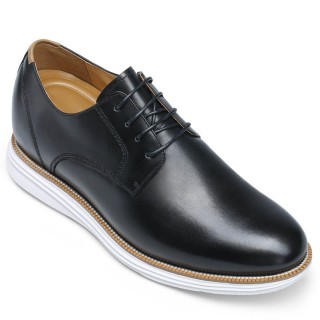 Sapato Com Salto Interno - Sapato Masculino Com Salto Alto Embutido - Sapatos Derby Pretos 7cm