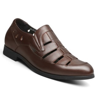 Chamaripa Marrom Sapatos Masculinos Com Salto + 6cm Mais Alto