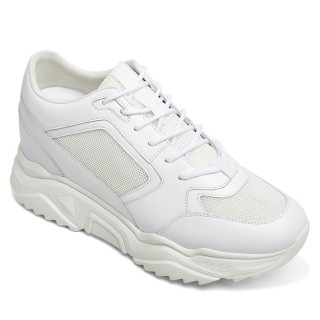 sapato masculino com salto interno - couro branco sapatos que aumentam a altura do homem 10cm