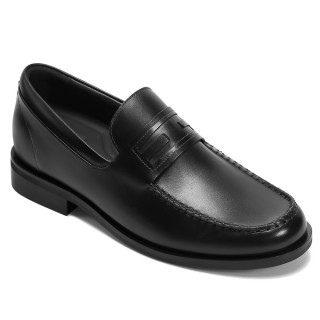 Sapato Masculino Salto Alto - Sapatos Mocassim De Couro Preto Para Negócios 6CM